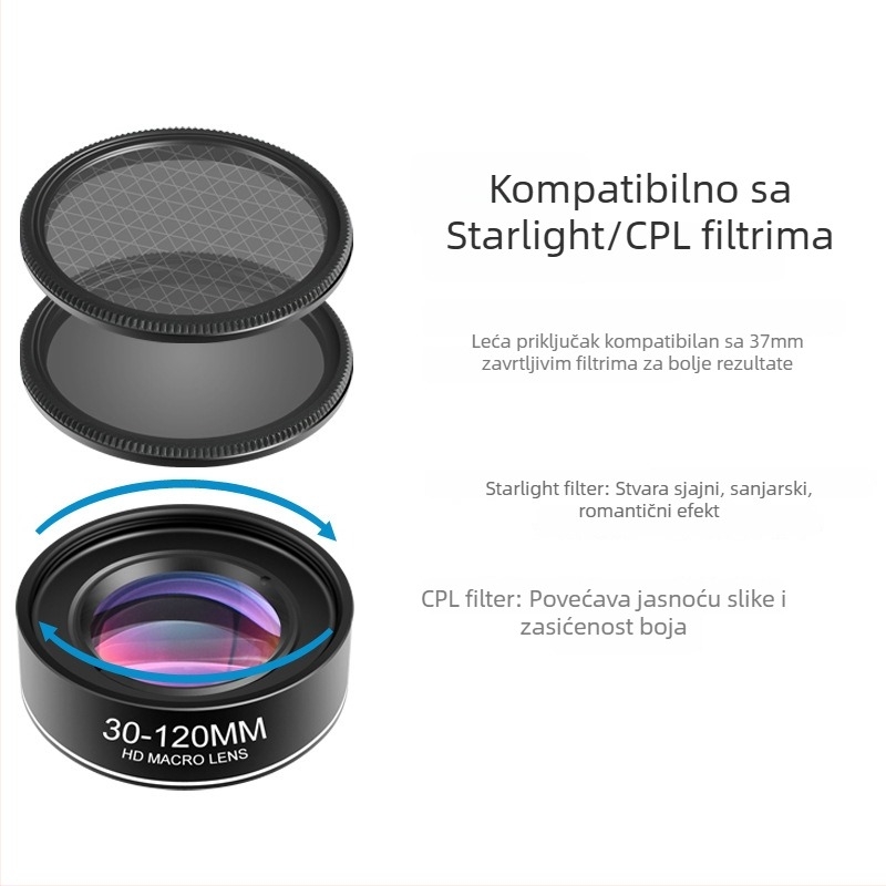 Every Source 30120 makro objektiv za pametni telefon, 30–120x zum, za nakit i nefrit, univerzalna kompatibilnost