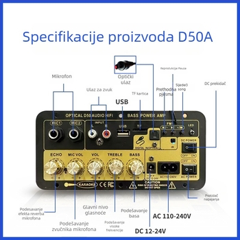 Automobilski audio dodatak Koreck D50 Digitalno pojačalo - Međunarodno ekskluzivno snabdijevanje