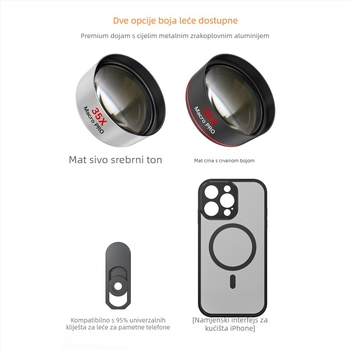 Makro objektiv za pametni telefon - 35× povećanje, velik promjer, 5 elemenata u 5 grupa, univerzalna kompatibilnost sa pametnim telefonima