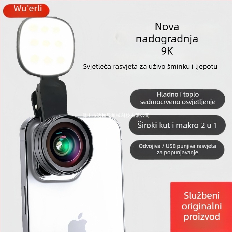 9K širokokutni makro objektiv za mobitel, 2u1 za Wurli — selfie i HD snimanje na otvorenom