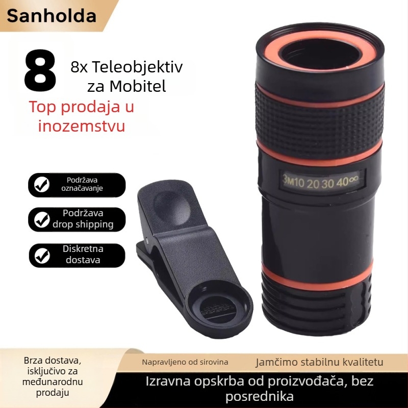 8x telefoto objektiv za pametni telefon s dugim fokusom – kompatibilan s iOS i Android, fotografija visoke rezolucije