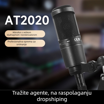 TVOTT AT2020 kondenzatorski mikrofon za live streaming, bežični, kardioidni polaritet, 20Hz-20kHz, SNR ≥75dB