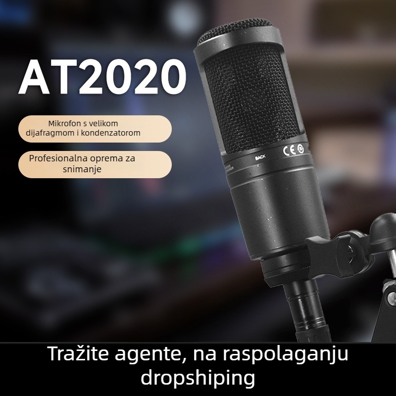 TVOTT AT2020 kondenzatorski mikrofon za live streaming, bežični, kardioidni polaritet, 20Hz-20kHz, SNR ≥75dB