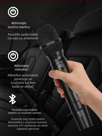 Karaoke zvučna kartica za auto/kućni KTV s Bluetooth 4.2, dvostruki mikrofon, ugrađena baterija 1200 mAh, frekvencijski odziv 40 Hz–20 kHz, SNR ≥85 dB, KMS01, Ruitong