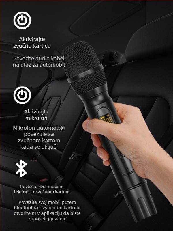 Karaoke zvučna kartica za auto/kućni KTV s Bluetooth 4.2, dvostruki mikrofon, ugrađena baterija 1200 mAh, frekvencijski odziv 40 Hz–20 kHz, SNR ≥85 dB, KMS01, Ruitong