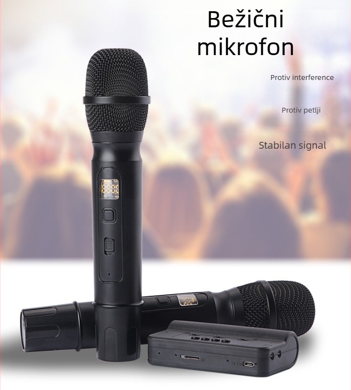 Karaoke zvučna kartica za auto/kućni KTV s Bluetooth 4.2, dvostruki mikrofon, ugrađena baterija 1200 mAh, frekvencijski odziv 40 Hz–20 kHz, SNR ≥85 dB, KMS01, Ruitong