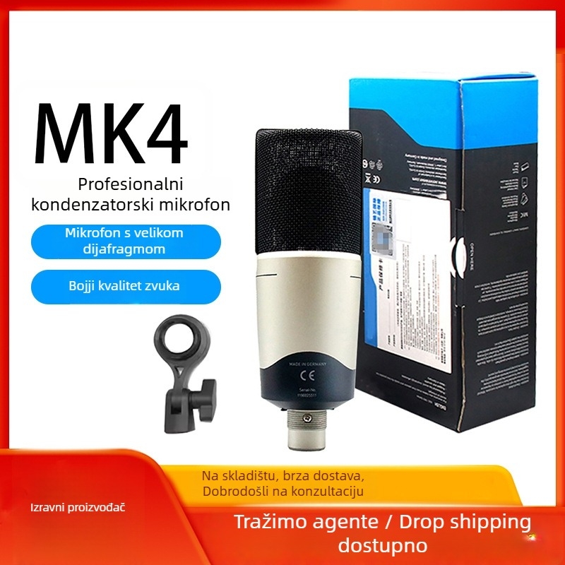 TVOTT MK4 Mikrofon s velikim dijafragmom za snimanje i prijenos uživo | Kardioidni snop | 20 Hz–20 kHz | SNR ≥75 dB | Bežični, bez baterije