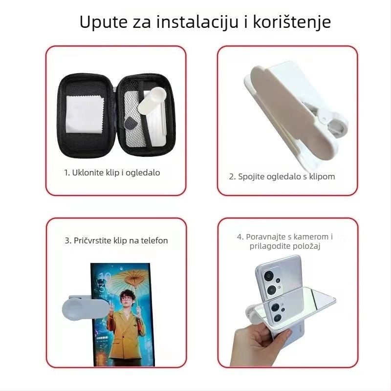 Tedma TH-217 Univerzalni klip za telefon za selfie s reflektirajućim objektivom za putničku fotografiju