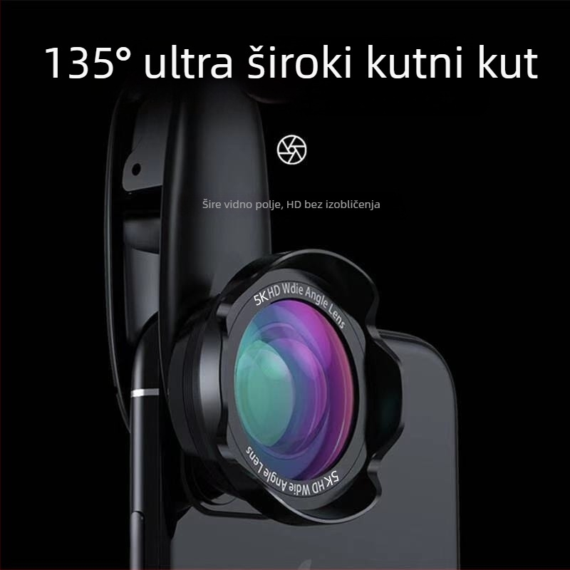 Vanjska HD leća za kameru mobitela, bez iskrivljenja, širokokutna i makro 2-u-1, CPL kompatibilan, model 6131A4