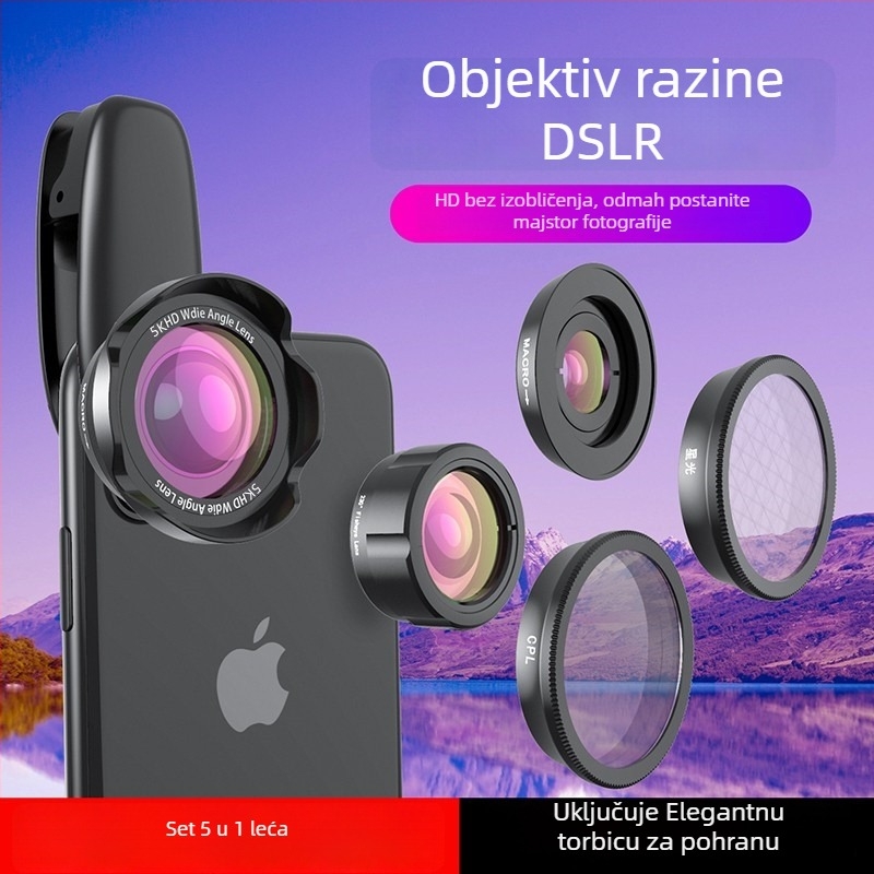 Vanjska HD leća za kameru mobitela, bez iskrivljenja, širokokutna i makro 2-u-1, CPL kompatibilan, model 6131A4
