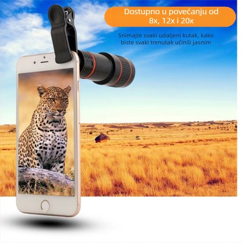 Monokularni teleskopni zoom objektiv za pametne telefone, 8x povećanje, telefoto objektiv, univerzalna kompatibilnost