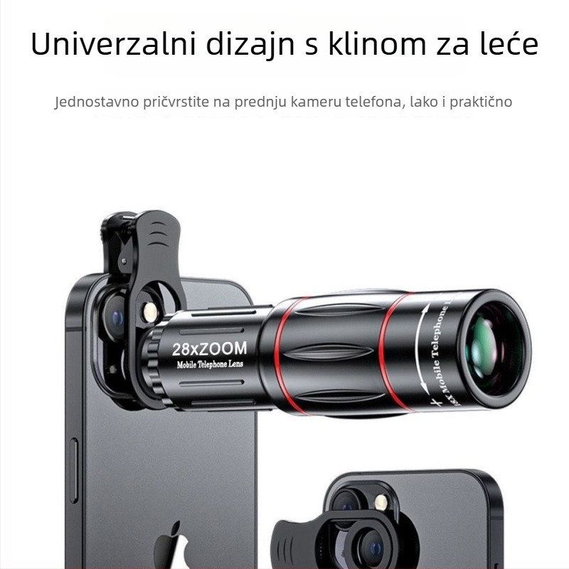 Desnai mobilni teleobjektiv s 28× zumom za snimanje koncerata i festivala — HD kamera