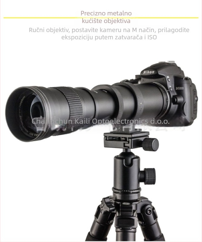 Kelda 420-800mm F/8.3-16 Zoom teleobjektiv za astronomiju — ručno fokusiranje; 2 skupine po 4 elementi; filter Ø67mm; najbliža točka fokusa 1,5 m