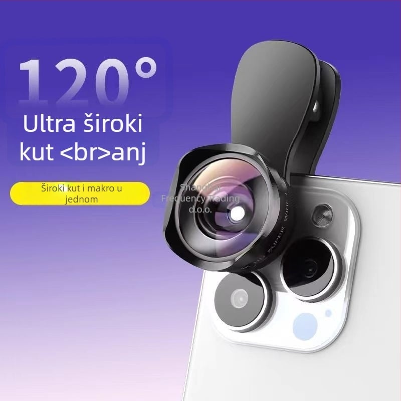 Objektiv za pametni telefon 4K/5K, širokokutni + makro, za live streaming, akrilni objektiv