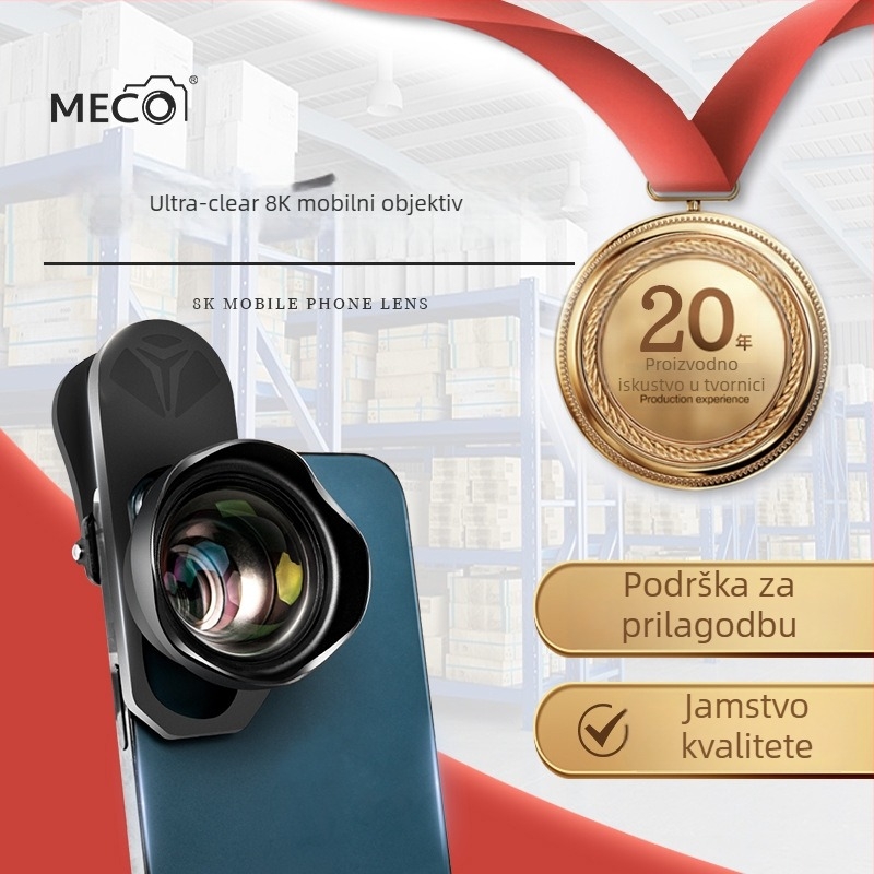Vanjski objektiv za pametni telefon MECORIGHT 8K Series – dugi fokus, makro povećanje, ultraširoki kut, fisheye, portretna fotografija; kompatibilan s Apple, Xiaomi, Huawei, OPPO