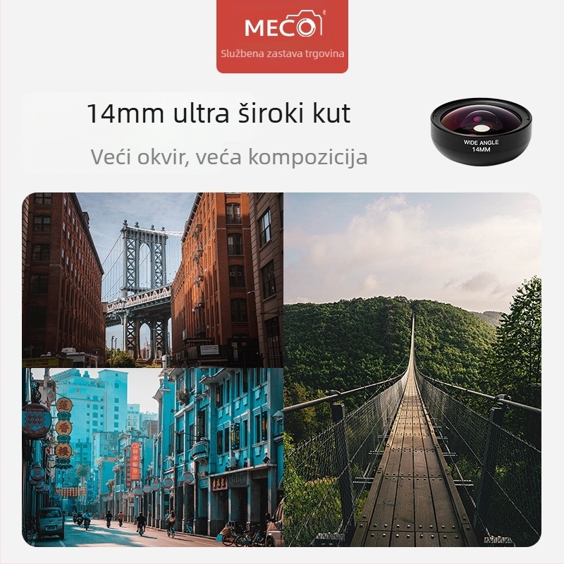 Vanjski objektiv za pametni telefon MECORIGHT 8K Series – dugi fokus, makro povećanje, ultraširoki kut, fisheye, portretna fotografija; kompatibilan s Apple, Xiaomi, Huawei, OPPO