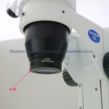 Pomoćni objektiv za stereomikroskop, 0.5x povećanje, 10x okular, žarišna duljina 165 mm, kompatibilno s M42/M48/M50 nosačima, model: 0.5x M42/M48/M50