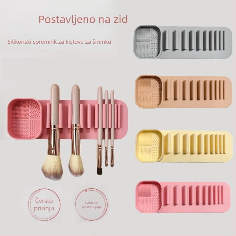 Duoxin silikonski držač za četkice za šminku, zidni s usisnim držanjem – višenamjenski za pranje i sušenje, automatska adsorpcija