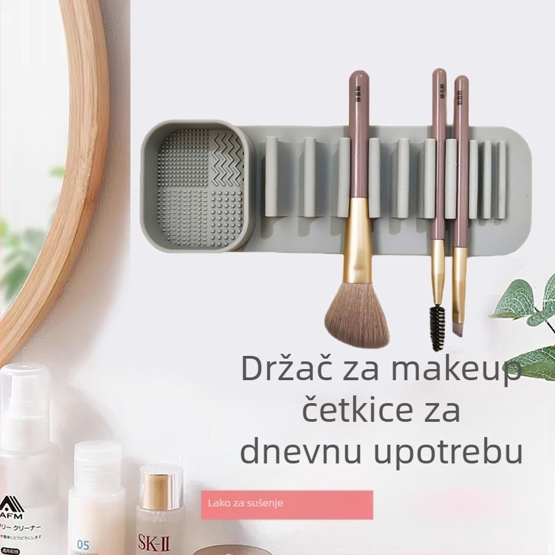 Duoxin silikonski držač za četkice za šminku, zidni s usisnim držanjem – višenamjenski za pranje i sušenje, automatska adsorpcija