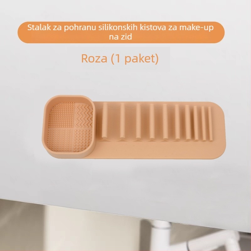 Duoxin silikonski držač za četkice za šminku, zidni s usisnim držanjem – višenamjenski za pranje i sušenje, automatska adsorpcija