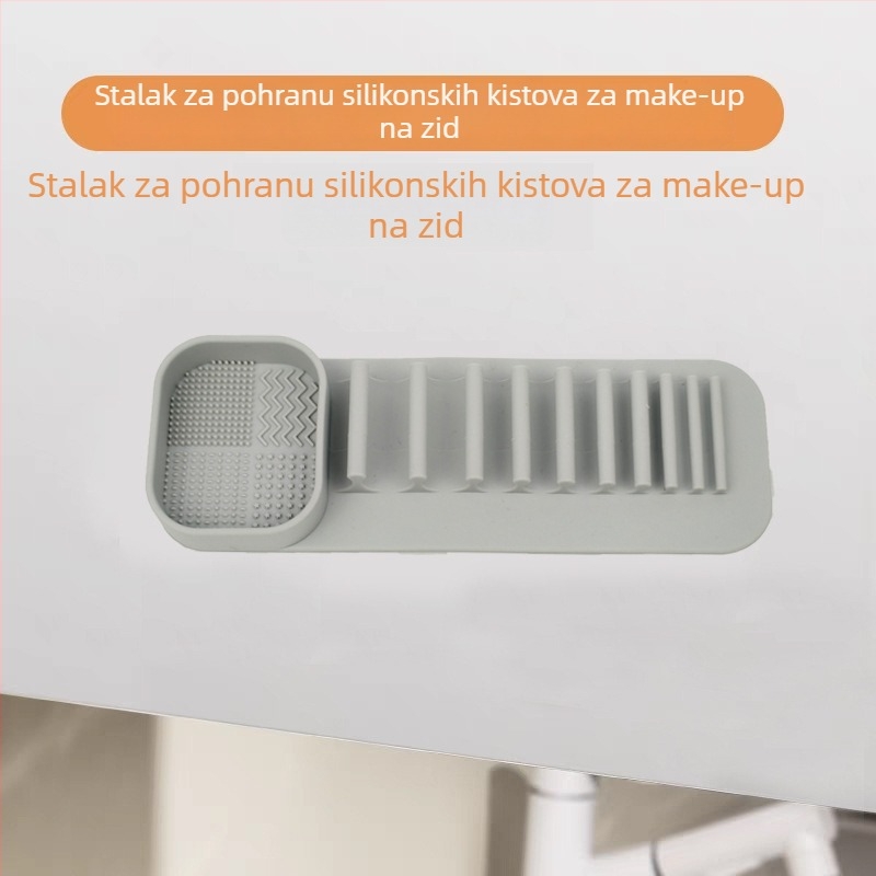 Duoxin silikonski držač za četkice za šminku, zidni s usisnim držanjem – višenamjenski za pranje i sušenje, automatska adsorpcija