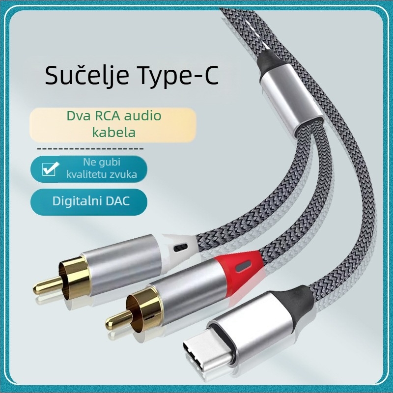 Kabel Type-C na 2RCA audio, jezgro bakra, novi stil, za digitalne uređaje