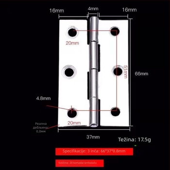 Zas z nehrđajućeg čelika za kućna drvena vrata – tih rad, model: Hinge, površina: žičano brušena