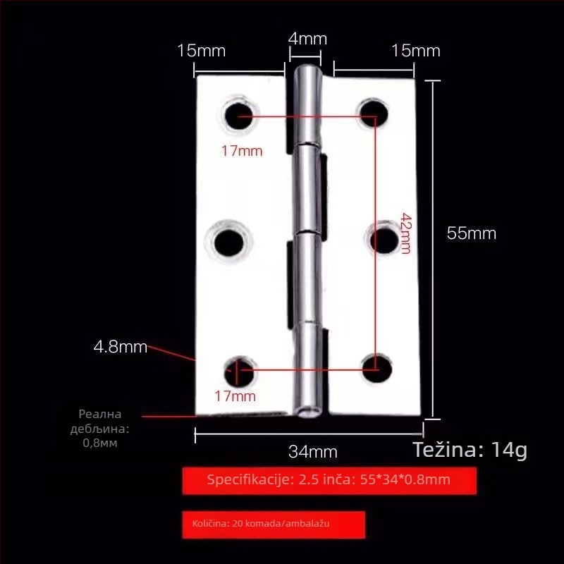 Zas z nehrđajućeg čelika za kućna drvena vrata – tih rad, model: Hinge, površina: žičano brušena