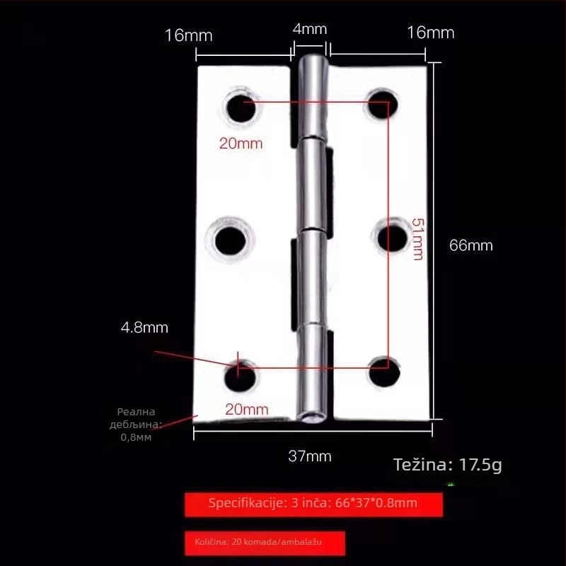 Zas z nehrđajućeg čelika za kućna drvena vrata – tih rad, model: Hinge, površina: žičano brušena