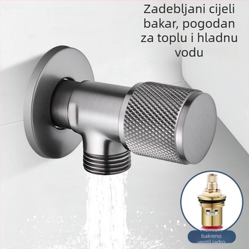 Kutni ventil s ulazom i izlazom, bakrenog materijala, ugradbeni, radni tlak 1.0, unutarnji promjer standardni, pogodan za kuhinju, WC i tuš.