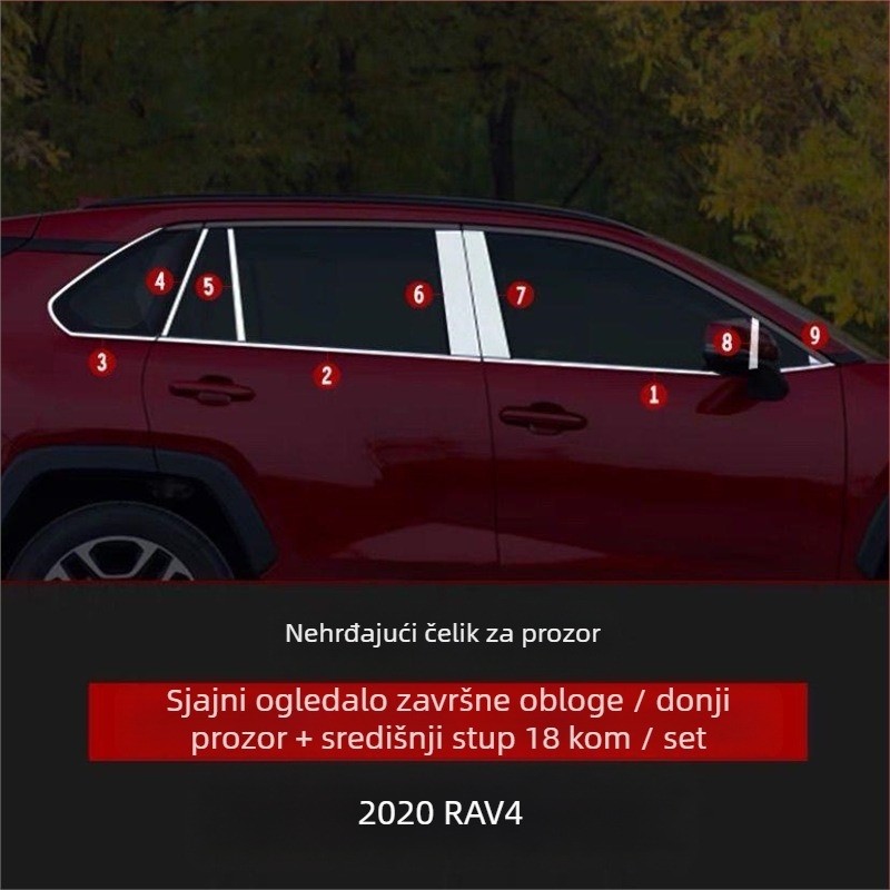 Ukrasna traka od nehrđajućeg čelika za prozor Toyota RAV4 (2020–2021)