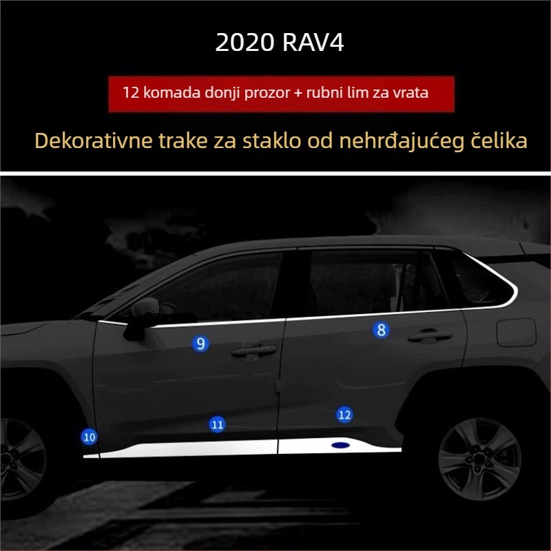Ukrasna traka od nehrđajućeg čelika za prozor Toyota RAV4 (2020–2021)