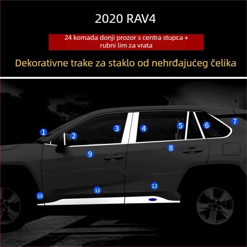 Ukrasna traka od nehrđajućeg čelika za prozor Toyota RAV4 (2020–2021)