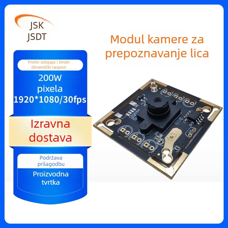 Modul USB kamere za prepoznavanje lica s 2MP senzorom, 1080p, 30fps, USB 2.0, automatsko fokusiranje