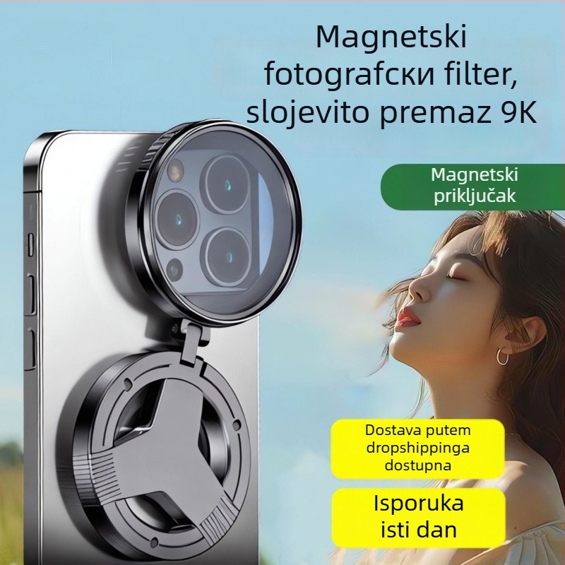 CPL polarizator za fotografiju na mobilnom s magnetskim držačem, model CPL011, univerzalna kompatibilnost