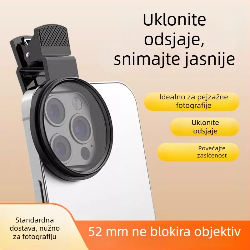 Hesheng polarizator za mobilni telefon – uklanja odsjaje, univerzalni polarizator za objektive telefona, pogodan za fotografiranje i HD prijenos uživo
