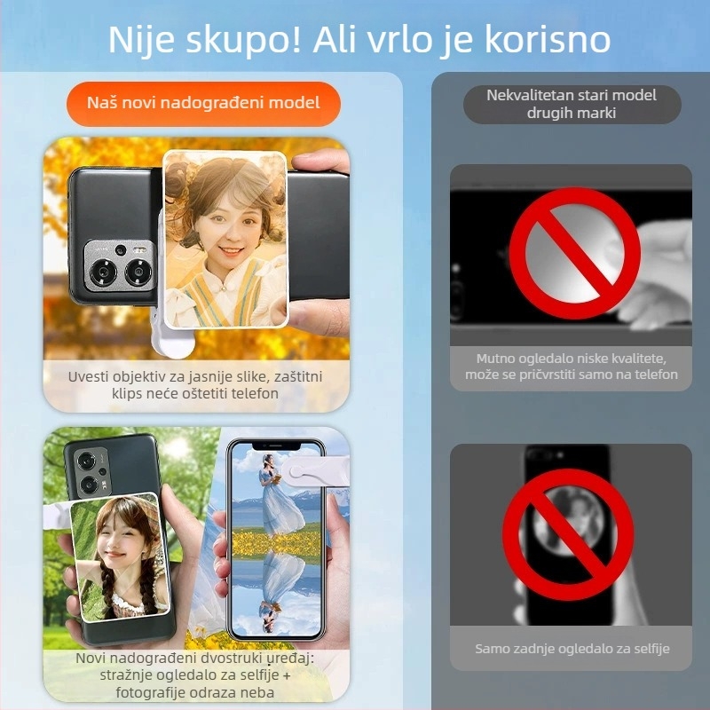 Klip-on objektiv za telefon sa selfie ogledalom, univerzalna kompatibilnost, model 001, marka Other