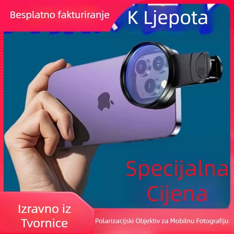 Polarizacijski filter za mobilni telefon s klipom – CPL polarizator za uklanjanje odsjaja – HD filter