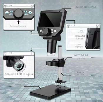 GAOSUO G1000 industrijski LCD digitalni stereo mikroskop kamera s 1000x povećanjem
