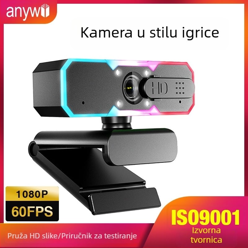 USB kamera s LED prstenom rasvjete i ugrađenim mikrofonom (60fps, 1080p, USB 2.0, autofokus)