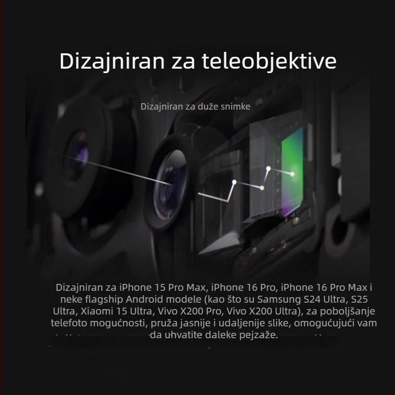 Fotorgear teleobjektiv za mobitel s 2x makro multiplikatorom, kompatibilan s Apple i Vivo