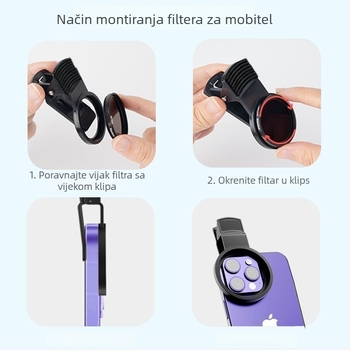 Set filtara s klipsom za fotografiranje na mobitel: CPL polarizator, makro, zvjezdano svjetlo, mekani fokus, ND redukcija