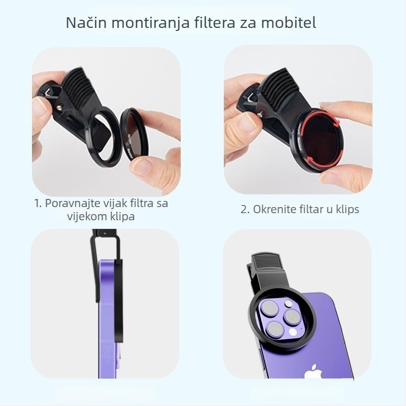 Set filtara s klipsom za fotografiranje na mobitel: CPL polarizator, makro, zvjezdano svjetlo, mekani fokus, ND redukcija