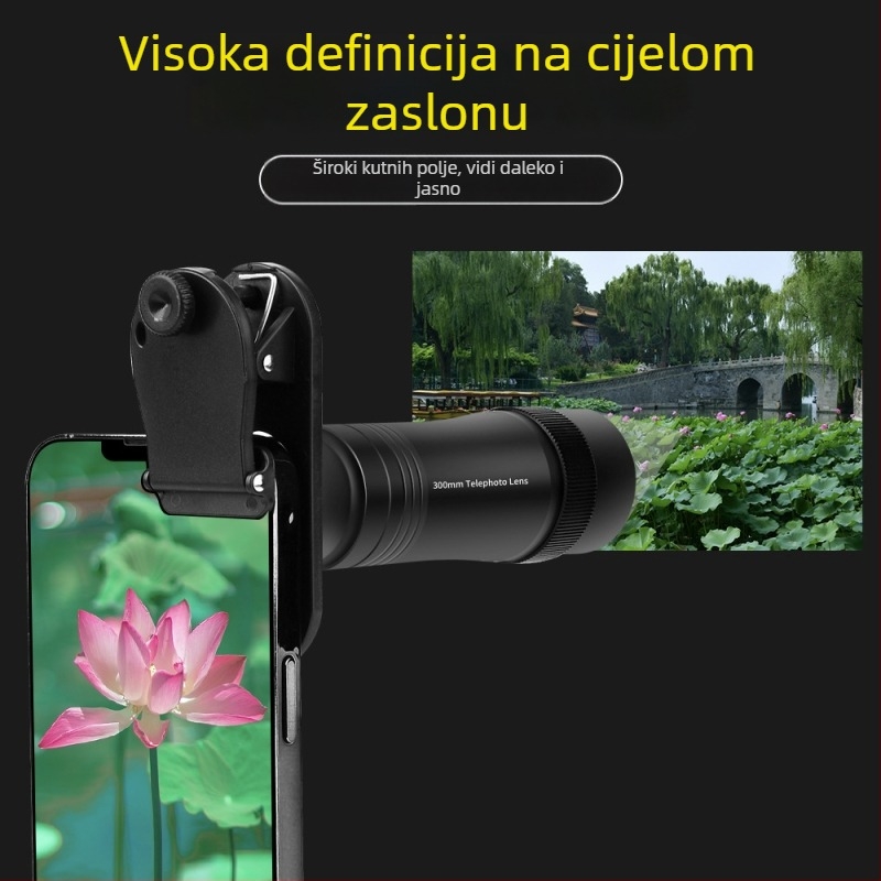 Teleobjektiv za mobitel 300 mm, TL300, JM, aluminijska legura i optičko staklo, univerzalna kompatibilnost s mobitelima