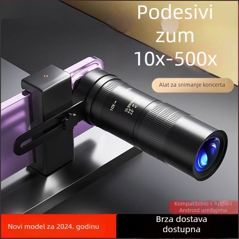 Teleobjektiv za pametni telefon, vanjski zoom teleskop za snimanje na koncertima, kompatibilan s Halebor