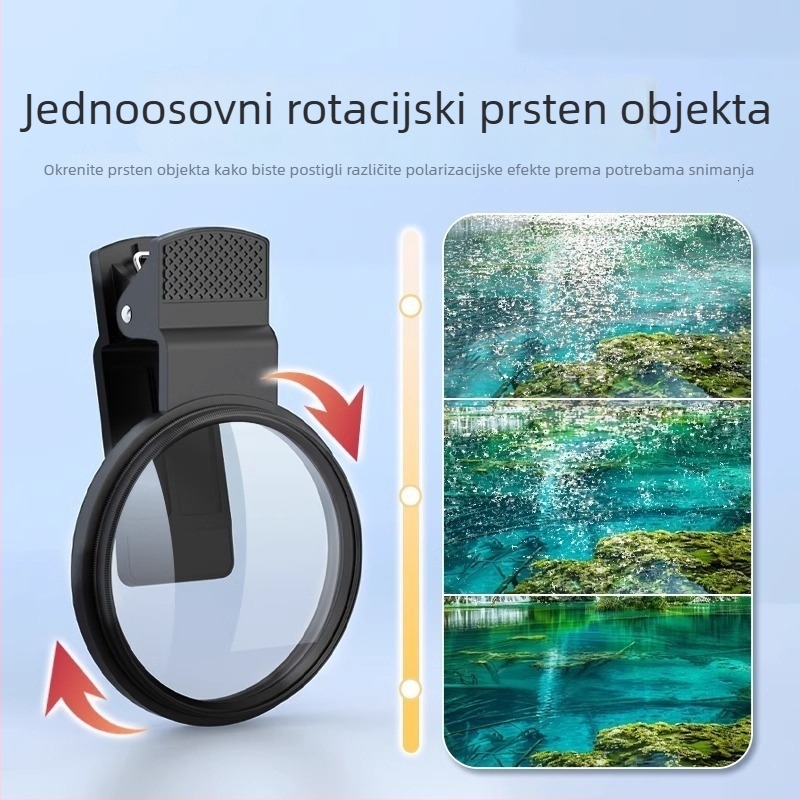 Polarizacijski filter za mobitel, CPL + ND, HD snimanje, univerzalni objektiv za mobitel