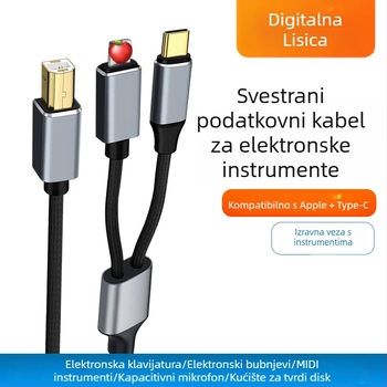 Digital Fox MIDI kabel za audio s MIDI kvadratnim priključkom OTG kompatibilan | najlonovo jezgro | bakreni vodiči | za digitalne uređaje
