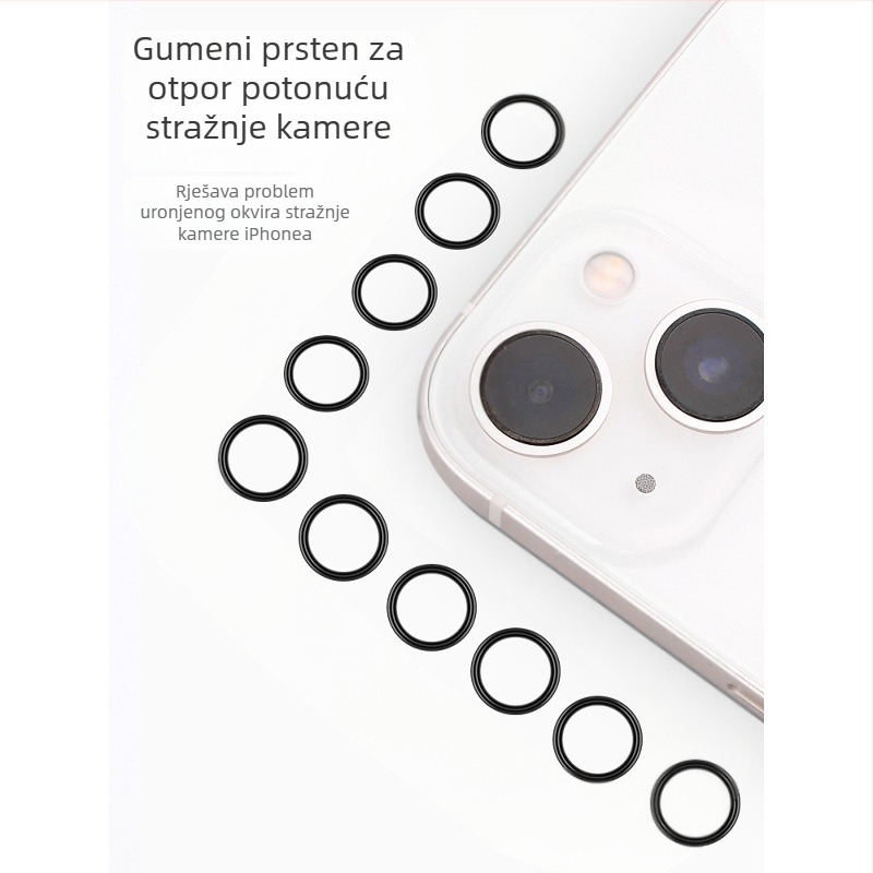 Kružni zaštitnik kamere mobitela za Apple stražnji objektiv, vodootporan, otporan na potonuće, brtvljenje, gumeni prsten ublažavanja