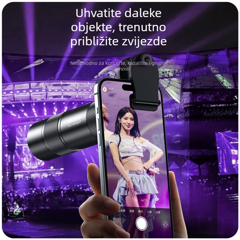 Teleobjektiv za mobitel 400 mm za koncertne portrete; univerzalno za mobilne telefone; optičko staklo + aluminijska legura; brend JOVOCN