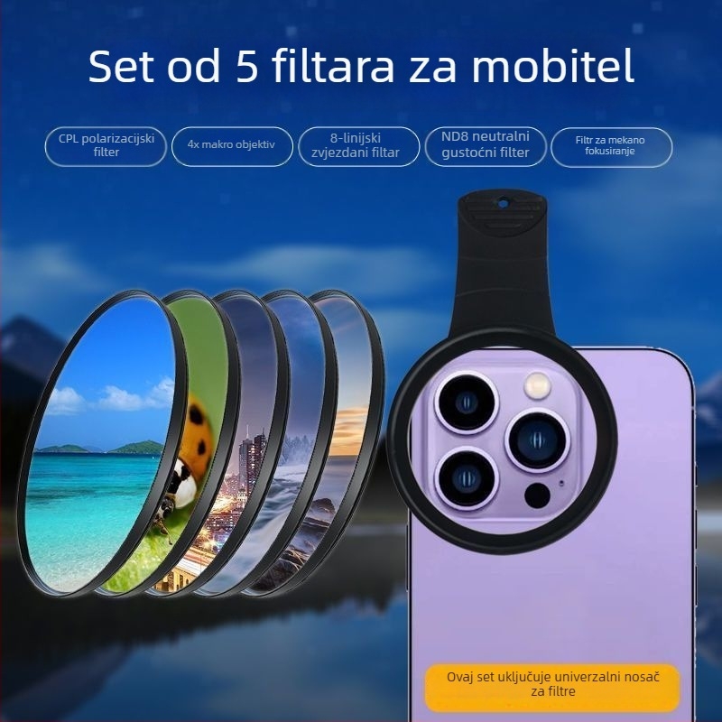 Set filtara za mobitel s CPL polarizatorom, ND filtrom, klips dizajnom, 8-slojnom premazom